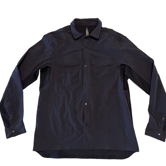Lululemon Double Pocket Black Long Sleeve Button Front Overshirt Men's Large L